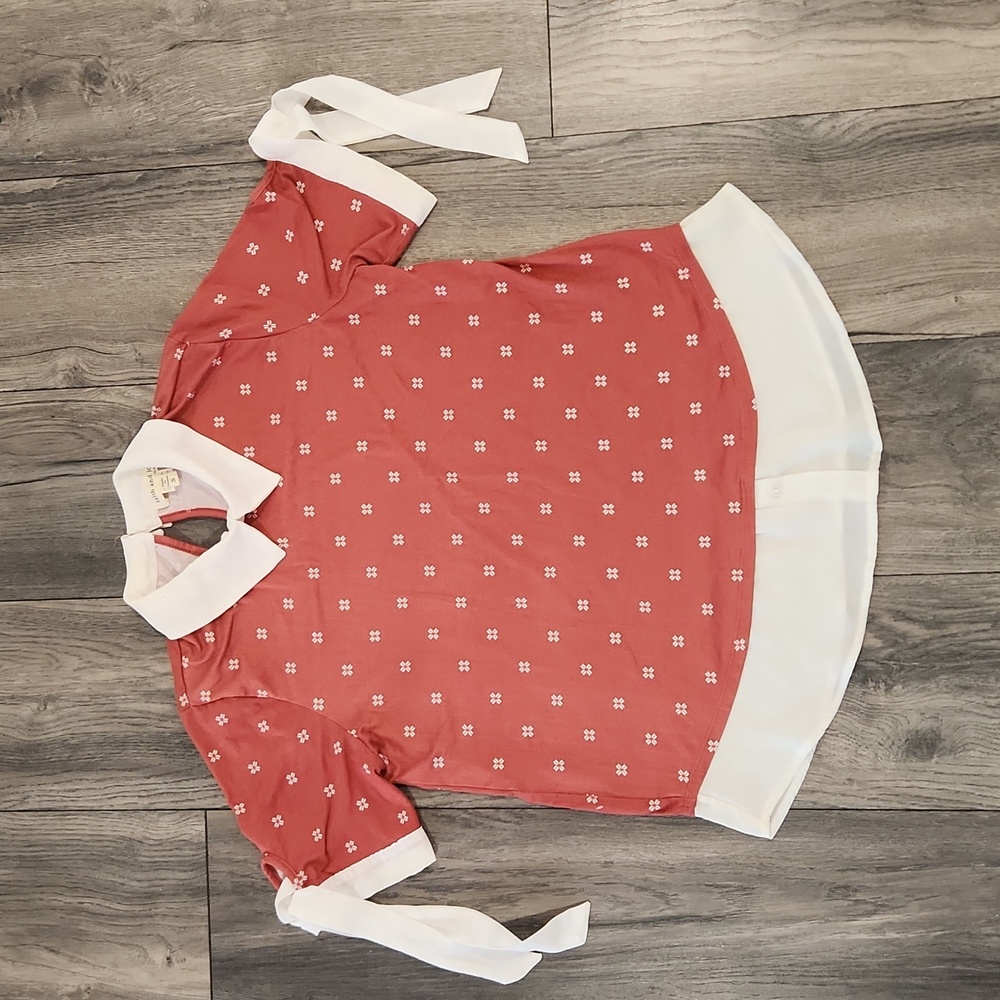 Faith & Joy Old Rose Shirt with Collar Short Sleeves Tees Size S